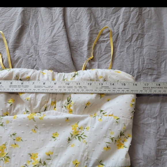 RUBY ROX Juniors SZ 11 white swiss dot w/ yellow floral print fit flare dress. A - Picture 7 of 12